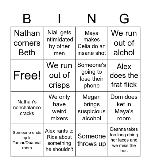 Celia's birthday Bingo Card