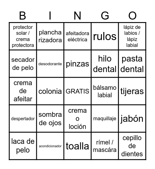 Arreglo personal * Bingo Card