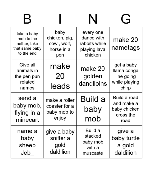 Tiny takeover bingo Card