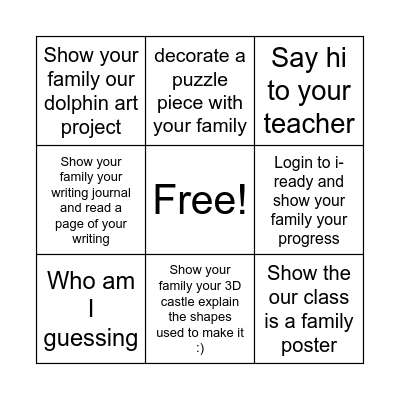 Open House Bingo Card