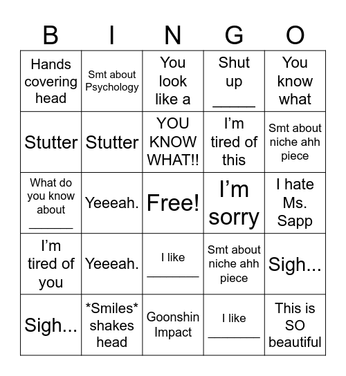 Harshil Bingo Card