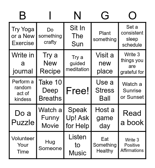 SELF CARE BINGO Card