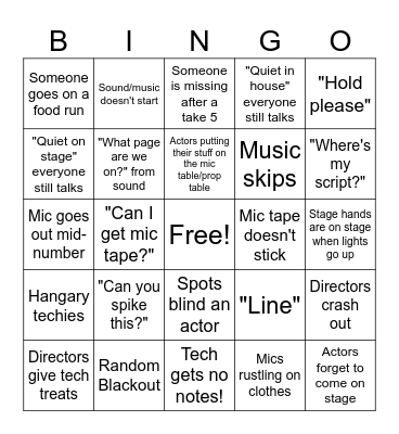 SOM MUSIC TECH/SHOW WEEK BINGO Card