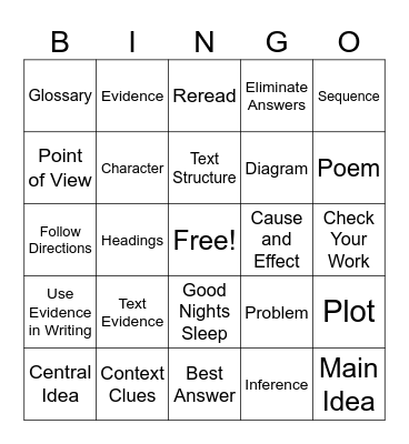 Test Prep Bingo Card