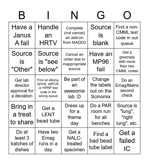 CMML Bingo Card