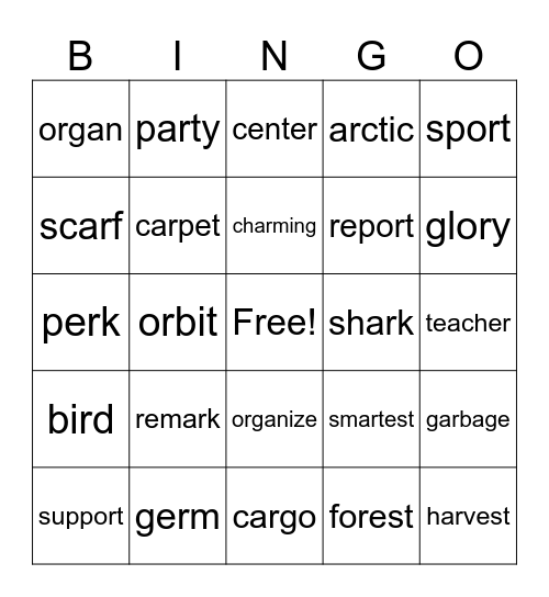 Murmur Diphthongs Bingo Card