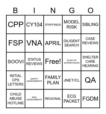 CPS Bingo Card