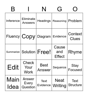 Test Prep Bingo Card