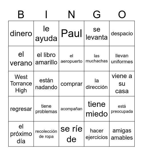 Pobre Ana Review Bingo Card
