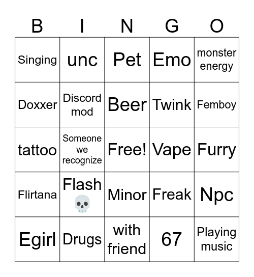 Omegle Bingo Card