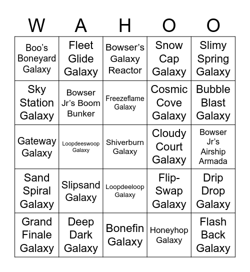 CajunFry's Mario Galaxy Galaxies Bingo [Round 1] Bingo Card