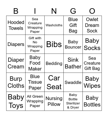 Baby Shower Gift Bingo Card