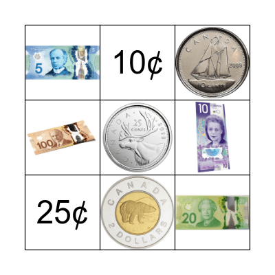 CANADIAN MONEY Bingo Card