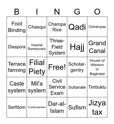 P.1 Vocab Bingo Card