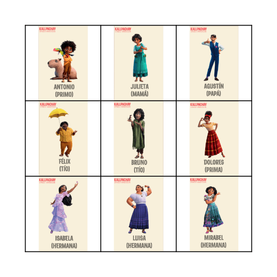 ENCANTO Bingo Card
