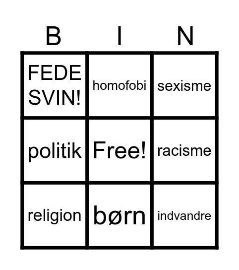 klovn Bingo Card