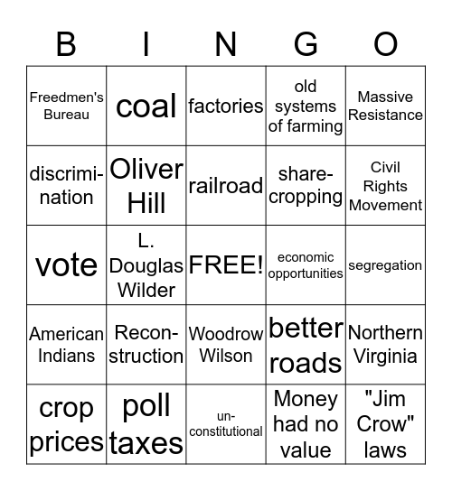 VS.8     VS.9 Bingo Card