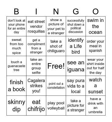 Costa Rica 2026! Bingo Card