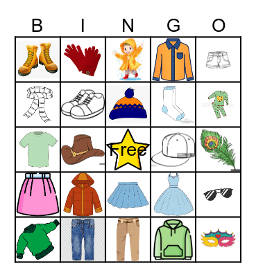 Clothes, clothes, clothes! Bingo Card