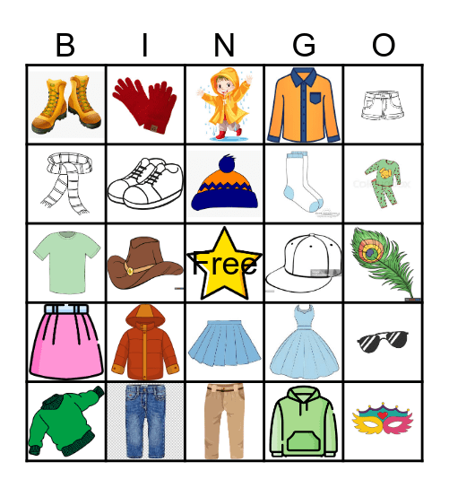 Clothes, clothes, clothes! Bingo Card