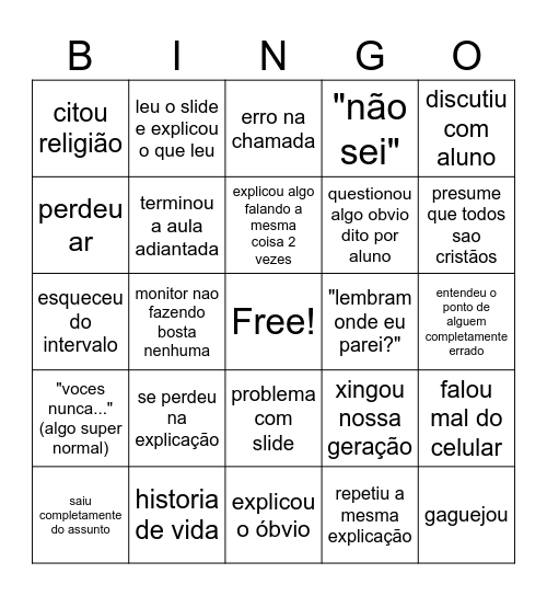 bingo da raquel Bingo Card