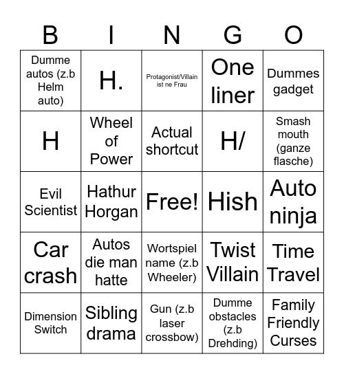 HotwHeels bingo Card
