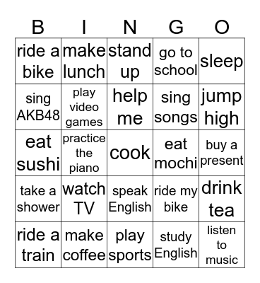 Can you... ? Bingo Card