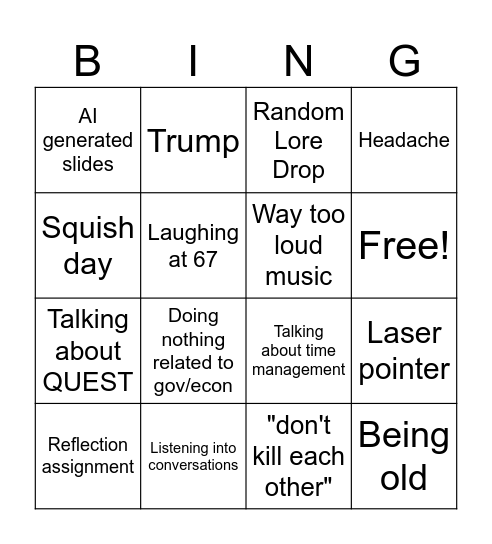 Mr. Thomas Bingo Card