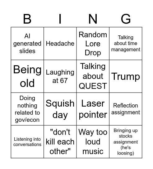 Mr. Thomas Bingo Card