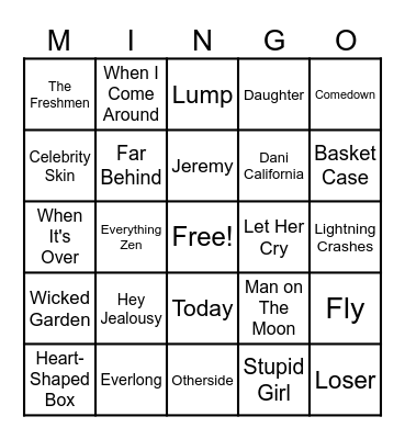 The Ultimate Alt Rock Face-Off Bingo Card