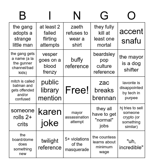 city council of darkness (ep. 2) Bingo Card