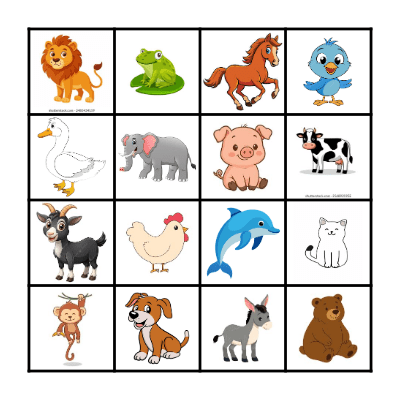 Animal Bingo Card