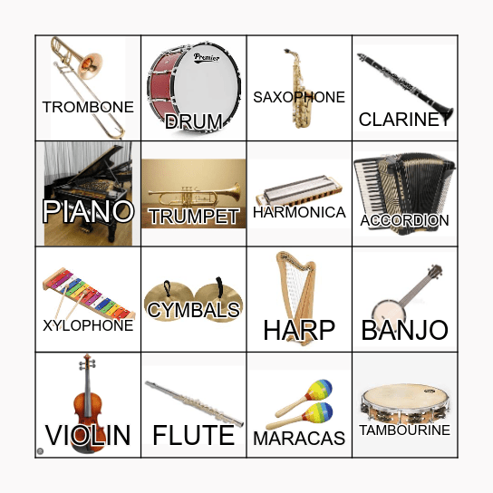 INSTRUMENT Bingo Card