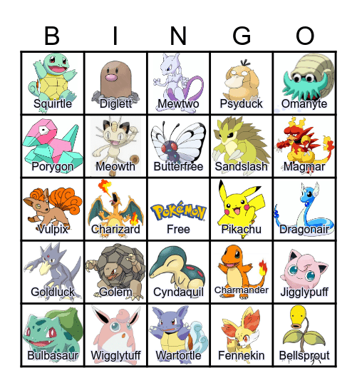 Pokemon Bingo Card