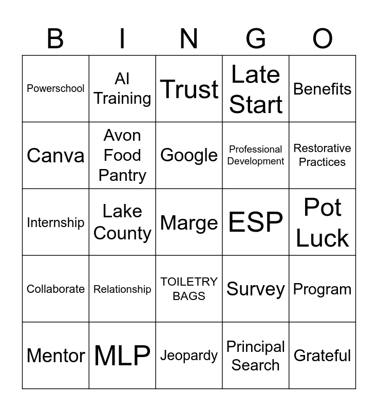 Educational Bingo Card