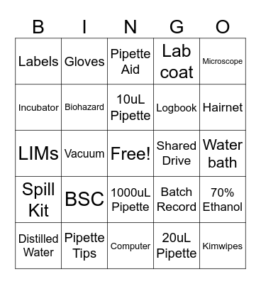 Lab Week Bingo Card