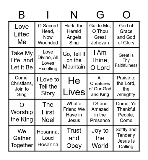 Hymn Bingo Card