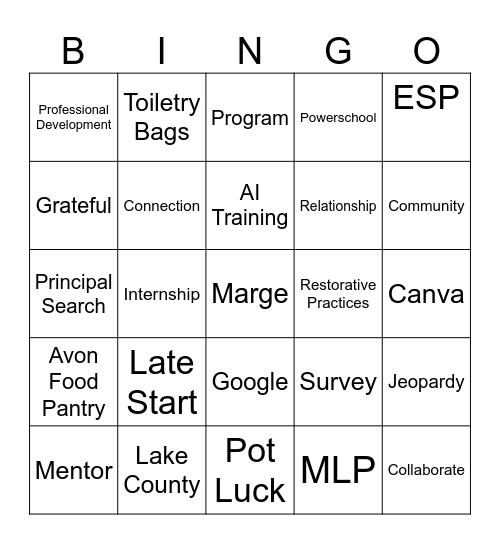 esp Bingo Card
