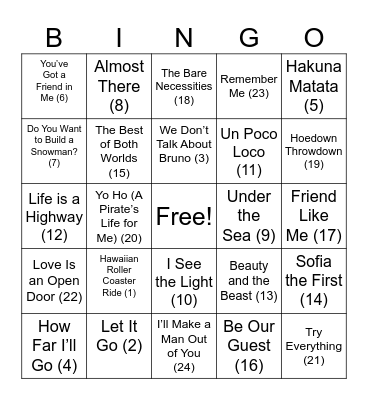 Disney Bingo! Bingo Card