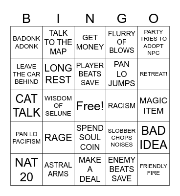 AVERNUS BINGO Card