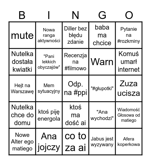 Miodzik bingo 15.04 Bingo Card