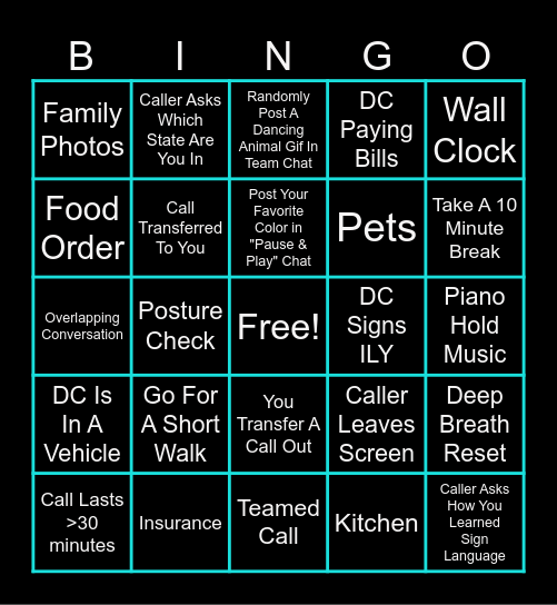Self Care & I Spy Bingo Card