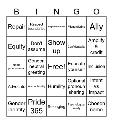 Words Matter Bingo Card