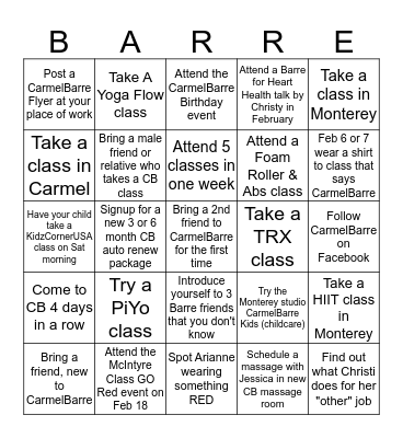 CarmelBarre Birthday Bingo Card