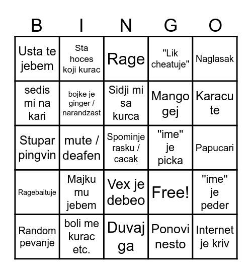 Rcmine uzrecice Bingo Card