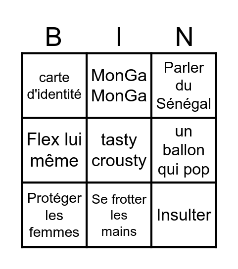 LIVE NICO Bingo Card