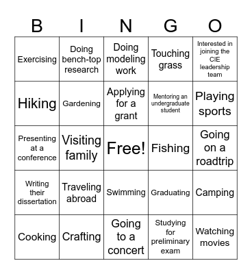 Find someone who will be ________ this summer Bingo Card