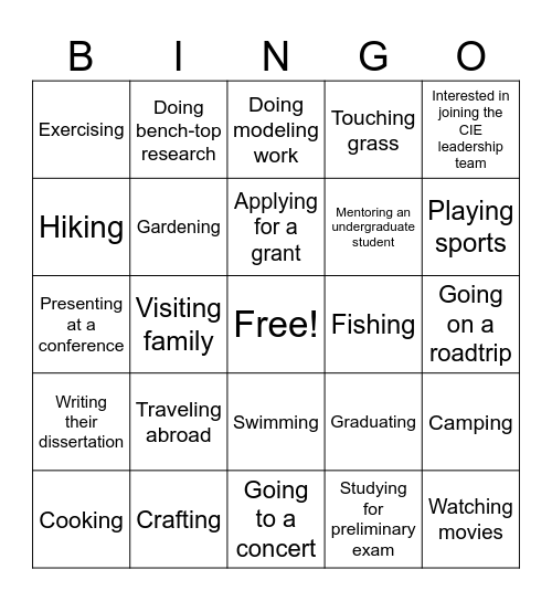 Find someone who will be ________ this summer Bingo Card