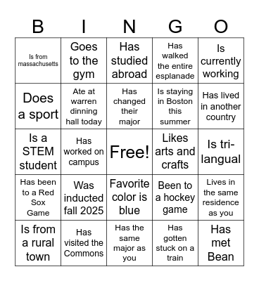 Tri-Alpha Networking Dinner Bingo Card