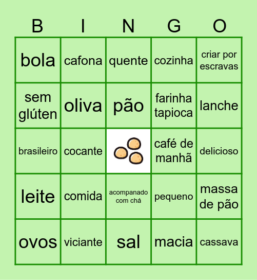 Pão de queijo! Bingo Card